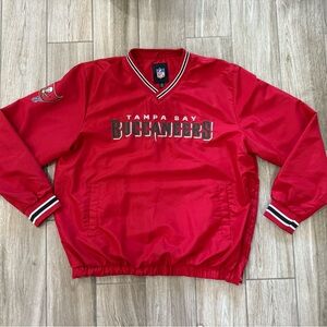 NFL Tampa Bay Buccaneers Bucs Red and Black Striped Pullover Large